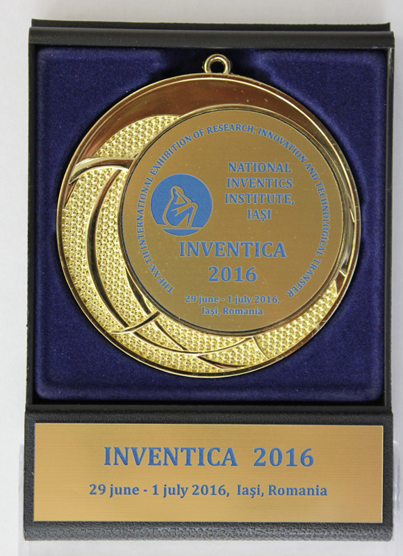 Золотая медаль устройства "БАКТЕРИЦИДНЫЙ ОЧИСТИТЕЛЬ ЗУБНОЙ ЩЁТКИ "АВЕРС-ДЕЗ" за 1 место на Международной выставке изобретений в IASI (Румыния, с 29 июня по 1 июля 2016 года)