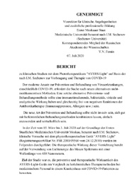 BERICHT zu klinischen Studien mit dem Phototherapeutikum «AVERS-Light» auf Basis der nach I.M. Sechenov zur Vorbeugung und Therapie von COVID-19