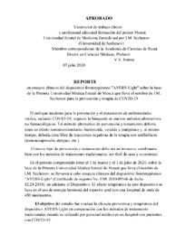 REPORTE en ensayos clínicos del dispositivo fototerapéutico «AVERS-Light» sobre la base de la Primera Universidad Médica Estatal de Moscú que lleva el nombre de I.M. Sechenov para la prevención y terapia de COVID-19