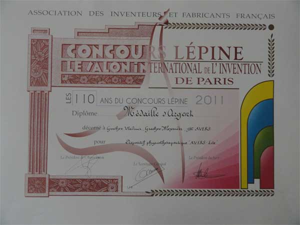 Фототерапевтическое устройство "АВЕРС-Лайт" - диплом выставки изобретений "CONCOURS LЁPINE" в Париже