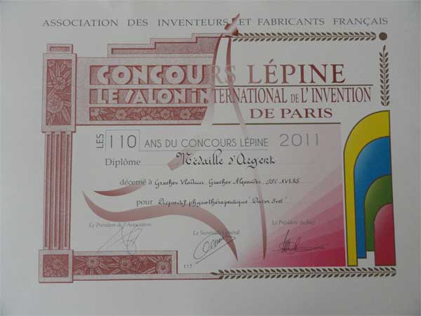 Физиотерапевтическое устройство "ДОКТОР СВЕТ" - диплом выставки изобретений "CONCOURS LЁPINE" в Париже