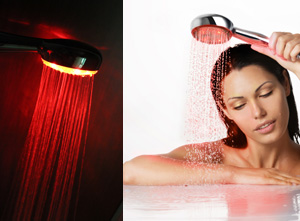 Dispositif physiothérapeutique "AVERS-DOUCHE" pour lhydromassage et le traitement par la lumière - Couleur rouge