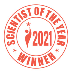 Знак победителя конкурса «ЛУЧШИЙ УЧЁНЫЙ 2021» (проводился академией наук Канады, при участии учёных академии наук Европы, Америки и Азии с июня по август 2021 года)