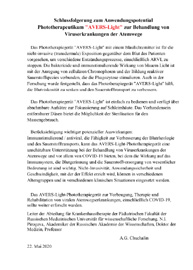 Schlussfolgerung zum Anwendungspotential Phototherapeutikum AVERS-Light zur Behandlung von Viruserkrankungen der Atemwege