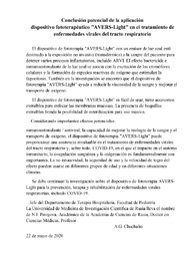 Conclusión potencial de la aplicación dispositivo fototerapéutico «AVERS-Light» en el tratamiento de enfermedades virales del tracto respiratorio