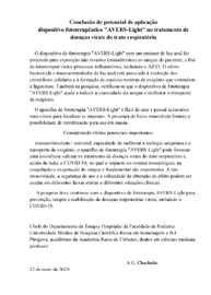 Conclusao do potencial de aplicacao dispositivo fototerapeutico «AVERS-Light» no tratamento de doencas virais do trato respiratorio